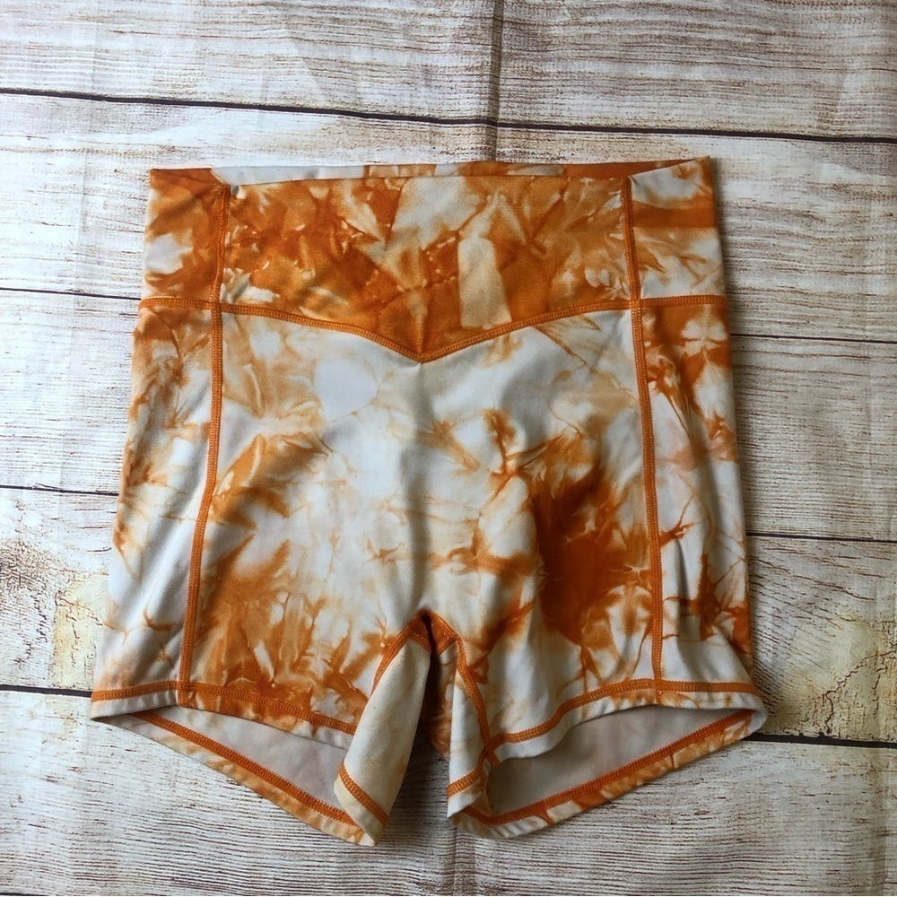 Like new Balance Athletica Orange Tie-Dye High-Waist Athletic Shorts